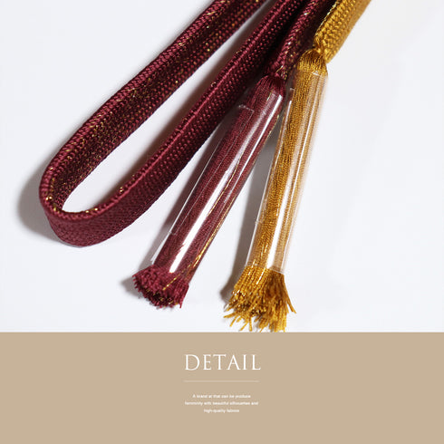 帯締め・帯揚げセット リサイクル お洒落 平組紐 ちりめん レッド 正絹 新品・未使用品 部分絞り 花柄