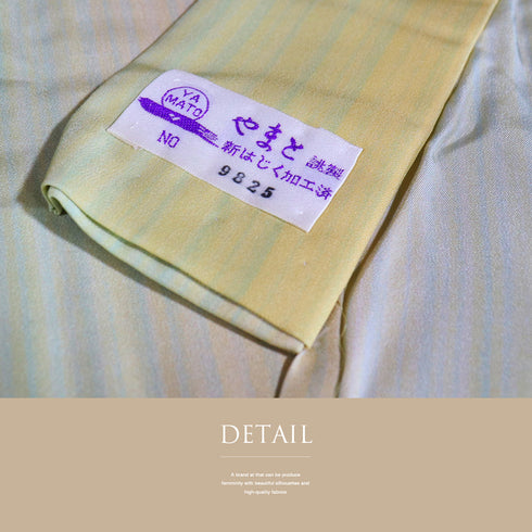 長襦袢 リサイクル 長襦袢 身丈136.3cm 裄68.4cm 袷 ゆったりサイズ 縞模様 ボカシ柄 後身頃居敷当て付き オレンジ Lサイズ お洒落 正絹 袖無双 Sランク