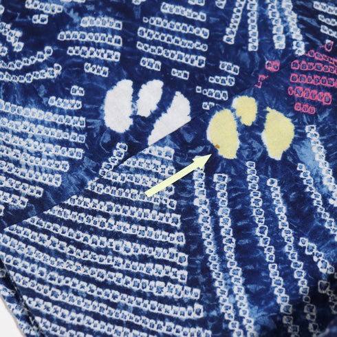 浴衣 リサイクル 夏着物 身丈158.5cm 裄63cm 夏物 絞り あやめ柄 ネイビー Mサイズ カジュアル 木綿 洗える着物 バチ衿 Aランク