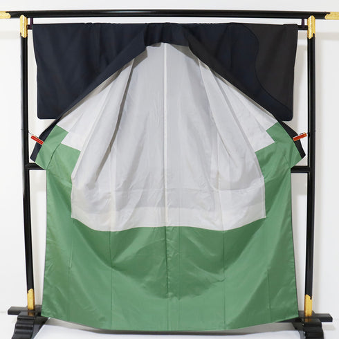 付下げ リサイクル 身丈162.4cm 裄68.8cm 袷 道長取り風柄 紬 多色 Lサイズ お洒落 正絹 広衿 Sランク