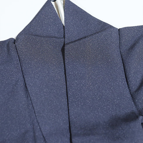 小紋 リサイクル 身丈156.5cm 裄63.6cm 袷 たたき柄 ネイビー Mサイズ お洒落 正絹 広衿 Sランク