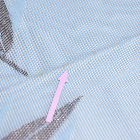 名古屋帯 リサイクル 帯丈372cm ポイント柄 8寸 植物柄 絽 ブルー Mサイズ 不明 Bランク カジュアル