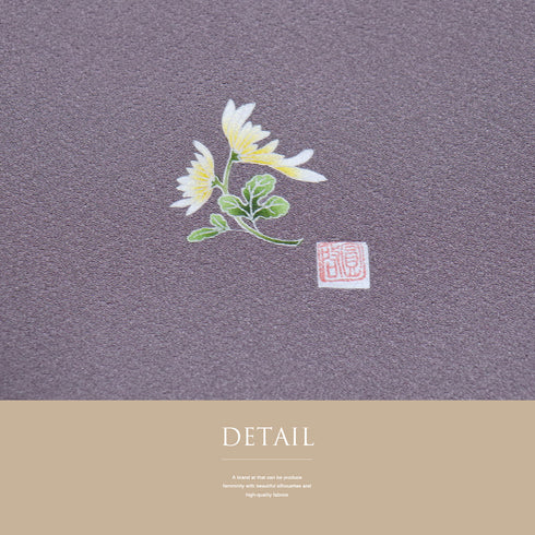 色無地 リサイクル 身丈156.5cm 裄62.6cm 袷 草木染 仕立て上がり パープル Mサイズ セミフォーマル しつけ糸 正絹 広衿 地紋なし Sランク