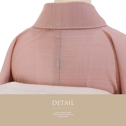 色無地 リサイクル 夏着物 身丈159.3cm 裄62.2cm 夏物 夏物 竹柄 ピンク Mサイズ セミフォーマル 正絹 広衿 Sランク