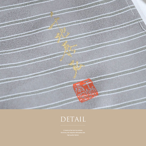 小紋 リサイクル 身丈162.3cm 裄63.4cm 袷 幾何学柄 箔 グレー Lサイズ お洒落 カジュアル 正絹 広衿 Sランク