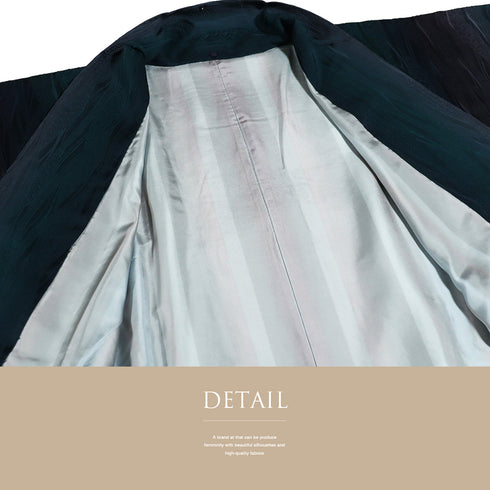 道中着 リサイクル 身丈16.5cm 裄63.6cm 袷 ロング丈 地紋 グリーン Sサイズ お洒落 正絹 Sランク