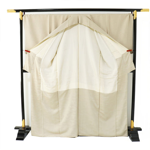 訪問着 リサイクル 身丈165cm 裄72cm 袷 地紋 ブラウン Lサイズ お洒落 セミフォーマル 落款 一つ紋 正絹 広衿 Sランク