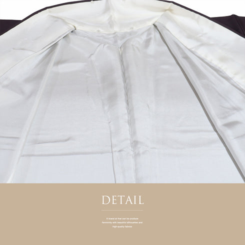 色無地 リサイクル 身丈155cm 裄62cm 袷 パープル Sサイズ セミフォーマル お洒落 落款 一つ紋 しつけ糸 正絹 広衿 地紋なし Sランク