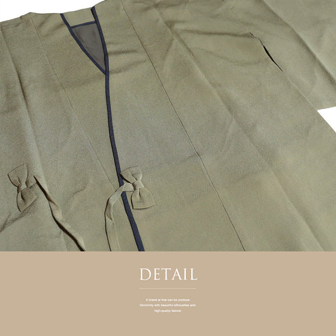 道中着 リサイクル 身丈100cm 裄68cm 袷 既製品 グリーン Lサイズ お洒落 ポリエステル 洗える着物 Sランク