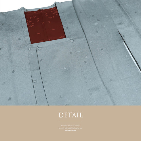 道行コート リサイクル 身丈100.5cm 裄66cm 袷 花びらの地紋 ブルー Mサイズ カジュアル お洒落 正絹 Sランク