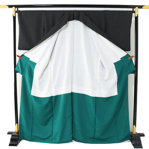 付下げ リサイクル 身丈164.7cm 裄68.4cm 袷 付け下げ小紋 水玉模様 ゆったりサイズ ブラック Lサイズ お洒落 カジュアル 正絹 広衿 Sランク