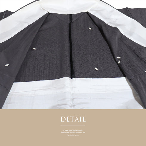 小紋 リサイクル 身丈152.5cm 裄62cm 単衣 鹿子柄に花びら散らし 箔 渡辺雪三郎 グレー Sサイズ お洒落 正絹 広衿 Sランク