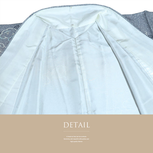 小紋 リサイクル 身丈155cm 裄65.1cm 袷 椿柄 グレー Sサイズ お洒落 カジュアル しつけ糸 正絹 広衿 Sランク