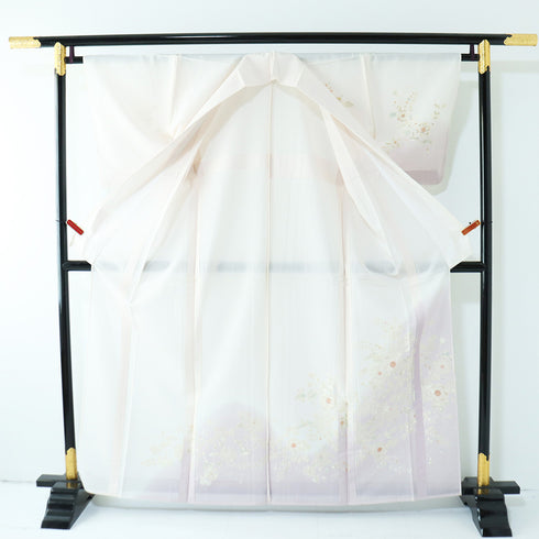 訪問着 リサイクル 夏着物 身丈161.8cm 裄64.8cm 夏物 辻ヶ花模様 ミシン刺繍 ピンク Lサイズ お洒落 不明 広衿 Sランク