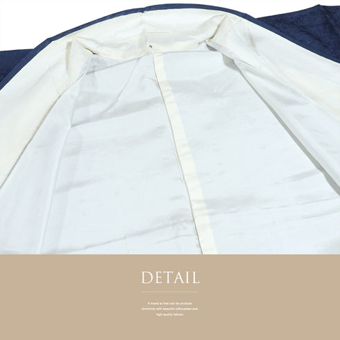 色無地 リサイクル 身丈165cm 裄64.4cm 袷 ネイビー Lサイズ セミフォーマル 一つ紋 しつけ糸 正絹 広衿 地紋あり Sランク