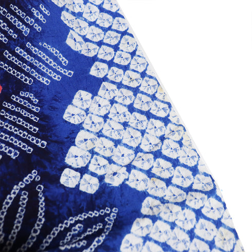 浴衣 リサイクル 夏着物 身丈150.5cm 裄63.5cm 夏物 絞り 花柄 ジュニアサイズ ネイビー Sサイズ カジュアル 木綿 洗える着物 バチ衿 Aランク