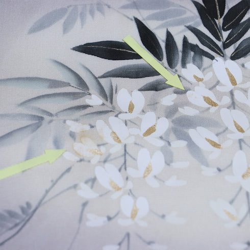 名古屋帯 リサイクル 帯丈357cm ポイント柄 藤の花 塩瀬 パープル Sサイズ 正絹 Aランク お洒落