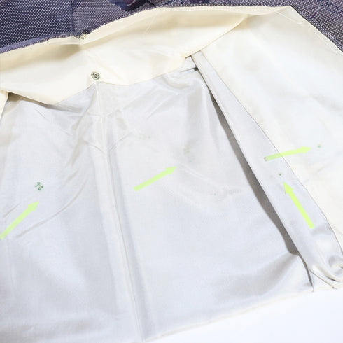 紬 リサイクル 身丈159cm 裄63.4cm 袷 草木柄 パープル Mサイズ カジュアル お洒落 正絹 広衿 Aランク