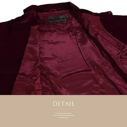 コート リサイクル 身丈86cm 裄65cm 袷 ベルベット ラグラン袖 レッド Mサイズ カジュアル 不明 Sランク