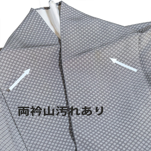 江戸小紋 リサイクル 身丈161.5cm 裄68cm 袷 菊菱 縦ぼかし 作家 保科土山 グレー Lサイズ お洒落 カジュアル 一つ紋 正絹 広衿 Aランク