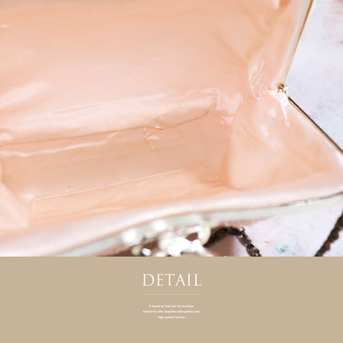 バッグ ピンク ビーズ Sランク 孔雀の羽柄