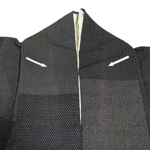 塩沢紬 リサイクル 身丈161cm 裄62.6cm 袷 絣柄 亀甲柄 ブラウン Lサイズ お洒落 カジュアル 正絹 広衿 Aランク