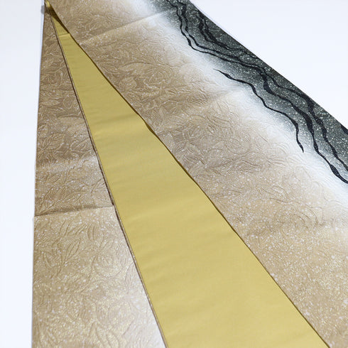 袋帯 リサイクル 帯丈440cm 全通 蒔き染めぼかし 地紋織り 多色 Mサイズ 正絹 新品・未使用品 お洒落