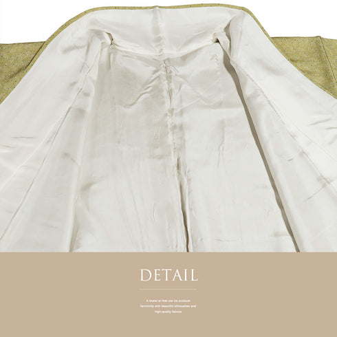 小紋 リサイクル 身丈161.5cm 裄64cm 袷 小花柄 イエロー Lサイズ お洒落 カジュアル 正絹 広衿 Sランク