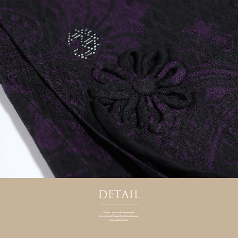 道中着 リサイクル 身丈120cm 裄67.2cm 単衣 ペイズリー柄 地紋 箔 ロング丈 ブラック Lサイズ お洒落 正絹 Sランク