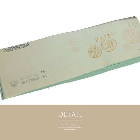 訪問着 リサイクル 身丈162.7cm 裄66.4cm 袷 若松模様 花柄 グリーン Lサイズ セミフォーマル 落款 一つ紋 しつけ糸 正絹 広衿 Aランク