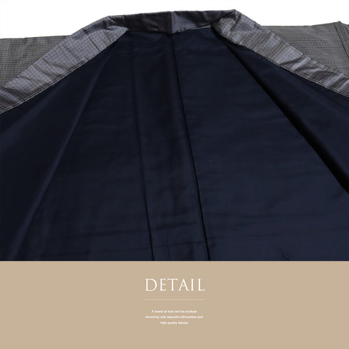 アンサンブル 男物 リサイクル 身丈146.5cm 裄70.6cm 羽織丈97cm 袷 大島 グレー Mサイズ お洒落 カジュアル 証紙 正絹 棒衿 Sランク