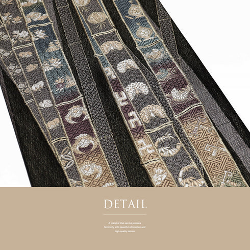 袋帯 リサイクル 帯丈436cm 全通 竹に吉祥文様 ブラック Mサイズ 正絹 Sランク お洒落