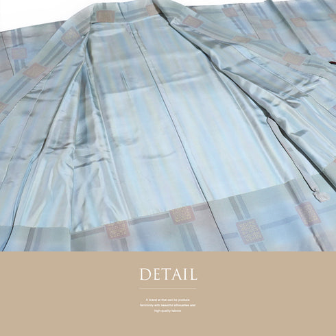 道中着 リサイクル 身丈110.5cm 裄69.6cm 袷 ロング 着物衿 グレー LLサイズ カジュアル 正絹 Sランク