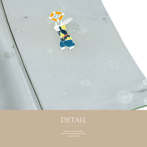 小紋 リサイクル 身丈164.5cm 裄62.6cm 袷 ポイントうさぎ柄 地紋 グレー Lサイズ お洒落 カジュアル 正絹 広衿 Sランク