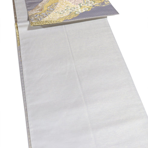 袋帯 リサイクル 帯丈432cm 六通 山重正倉文 華文や花唐草柄 グレー Sサイズ 正絹 Sランク フォーマル セミフォーマル