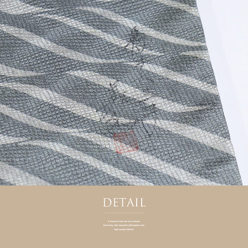 袋帯 リサイクル 帯丈446cm 六通 幾何学柄 グリーン Mサイズ 正絹 Sランク お洒落