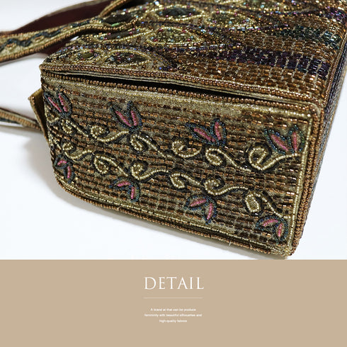 バッグ リサイクル ゴールド ビーズ Sランク アンティーク調