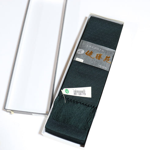 角帯 リサイクル 帯丈396cm 全通 本場筑前博多織 グリーン SSサイズ 正絹 未使用品 カジュアル お洒落