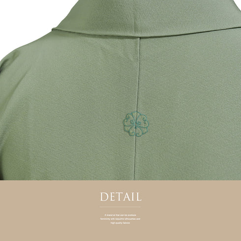 訪問着 リサイクル 身丈150.5cm 裄62.4cm 袷 小花柄 グリーン Sサイズ セミフォーマル お洒落 一つ紋 正絹 広衿 Aランク