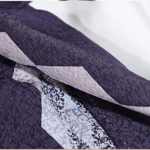 小紋 リサイクル 身丈152cm 裄64cm 袷 菱つなぎ柄 地紋 松本伸 パープル Sサイズ お洒落 カジュアル 正絹 バチ衿 Aランク