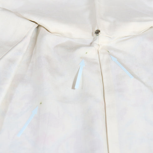 紬 リサイクル 身丈154cm 裄63.8cm 袷 菱形に鳥柄 ベージュ Sサイズ お洒落 カジュアル 正絹 広衿 Sランク