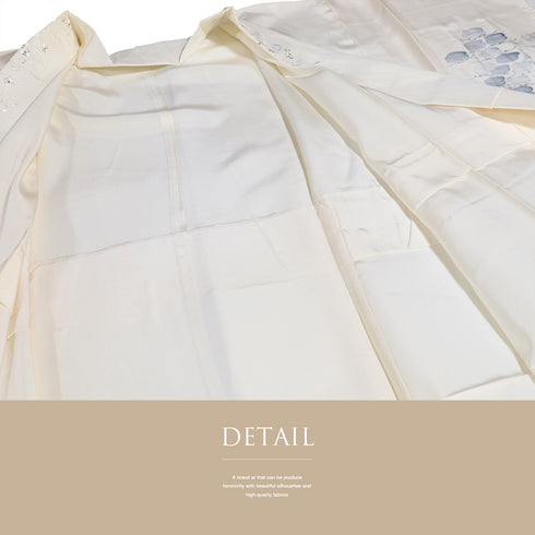 長襦袢 リサイクル 長襦袢 身丈125cm 裄63.7cm 袷 鶴柄 半衿刺繍あり アイボリー Sサイズ しつけ糸 正絹 袖無双 Sランク