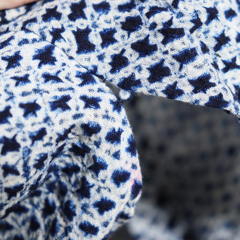 浴衣 リサイクル 夏着物 身丈147.5cm 裄63cm 夏物 絞り 花柄 ネイビー SSサイズ カジュアル 木綿 洗える着物 バチ衿 Aランク