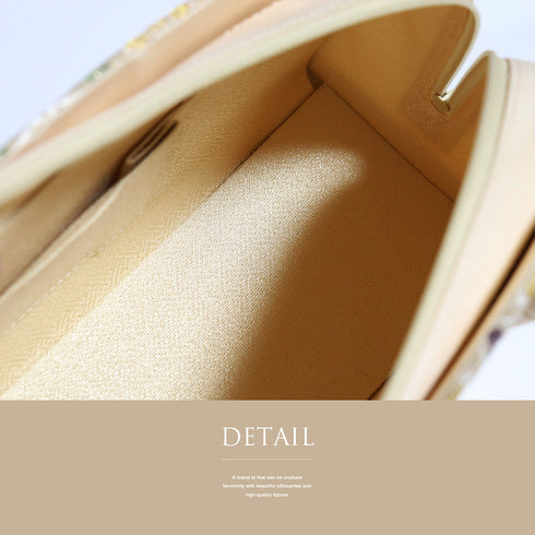 バッグ お洒落 ベージュ 正絹 未使用品 利休バッグ 西陣織 七宝華文柄 巾着付き