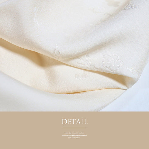 長襦袢 リサイクル 長襦袢 身丈129cm 裄66.8cm 袷 松葉柄 刺繍衿付き 地紋 アイボリー Lサイズ フォーマル 正絹 Sランク