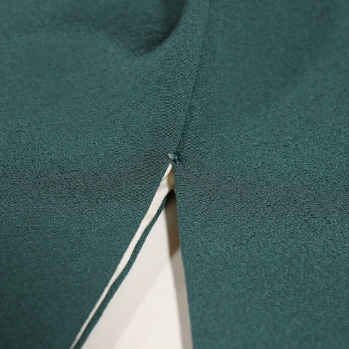 色無地 リサイクル 身丈153.5cm 裄63cm 袷 グリーン Sサイズ セミフォーマル 一つ紋 正絹 広衿 地紋なし Sランク