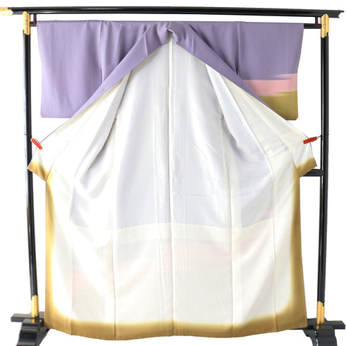 付下げ リサイクル 身丈161.8cm 裄64.4cm 袷 段染め 多色 Lサイズ お洒落 一つ紋 正絹 広衿 Aランク