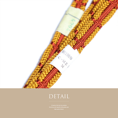 帯締め・帯揚げセット 手組紐 ちりめん オレンジ 正絹 新品・未使用品 ぼかし