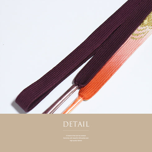 帯締め・帯揚げセット リサイクル お洒落 平組紐 ちりめん パープル 正絹 新品・未使用品 柳粋庵