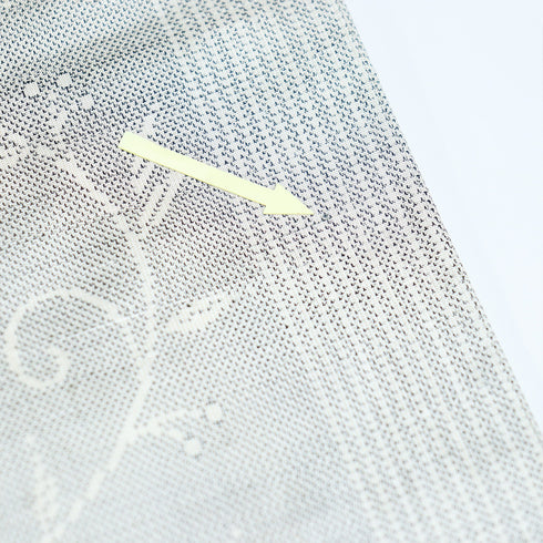 大島紬 リサイクル 身丈160.5cm 裄65.6cm 袷 白大島 縞模様 蔓草柄 ホワイト Lサイズ お洒落 カジュアル 証紙 正絹 広衿 Sランク